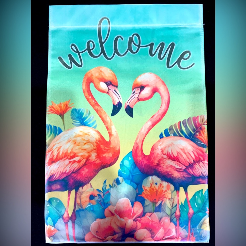 Flamingos Welcome Garden Flag - NEW